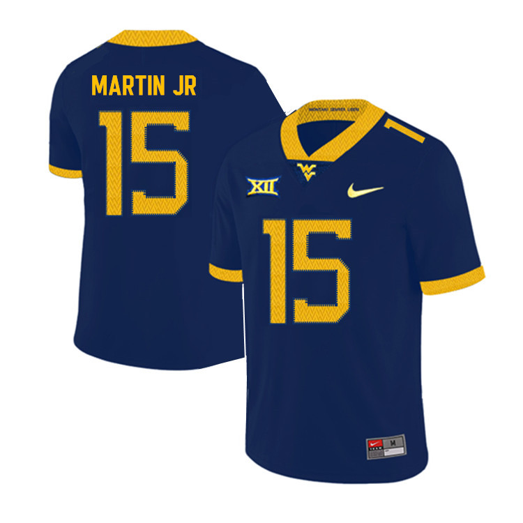 NCAA Men's Kerry Martin Jr. West Virginia Mountaineers Navy #15 Nike Stitched Football College 2019 Authentic Jersey VS23S02UY